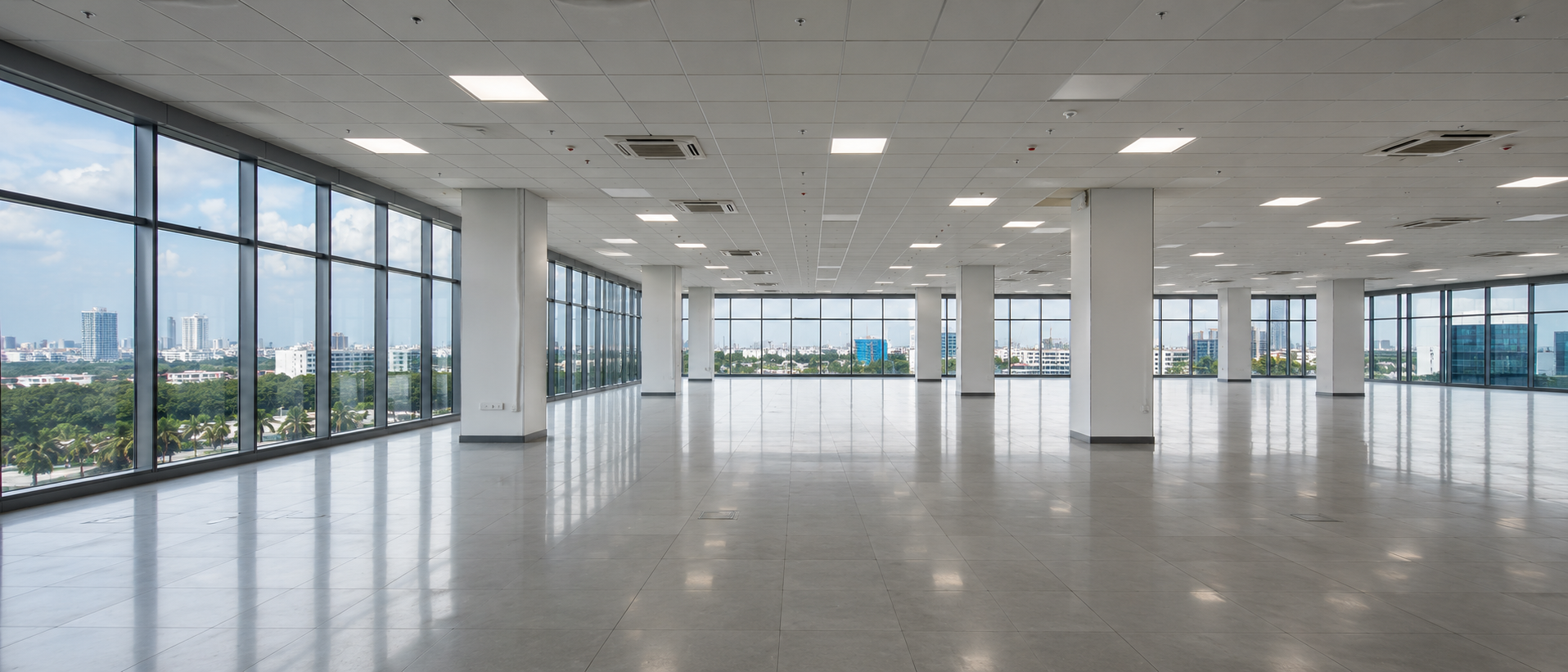 Empty 35,000 sq.ft floor plate ready for tenant fit-out
