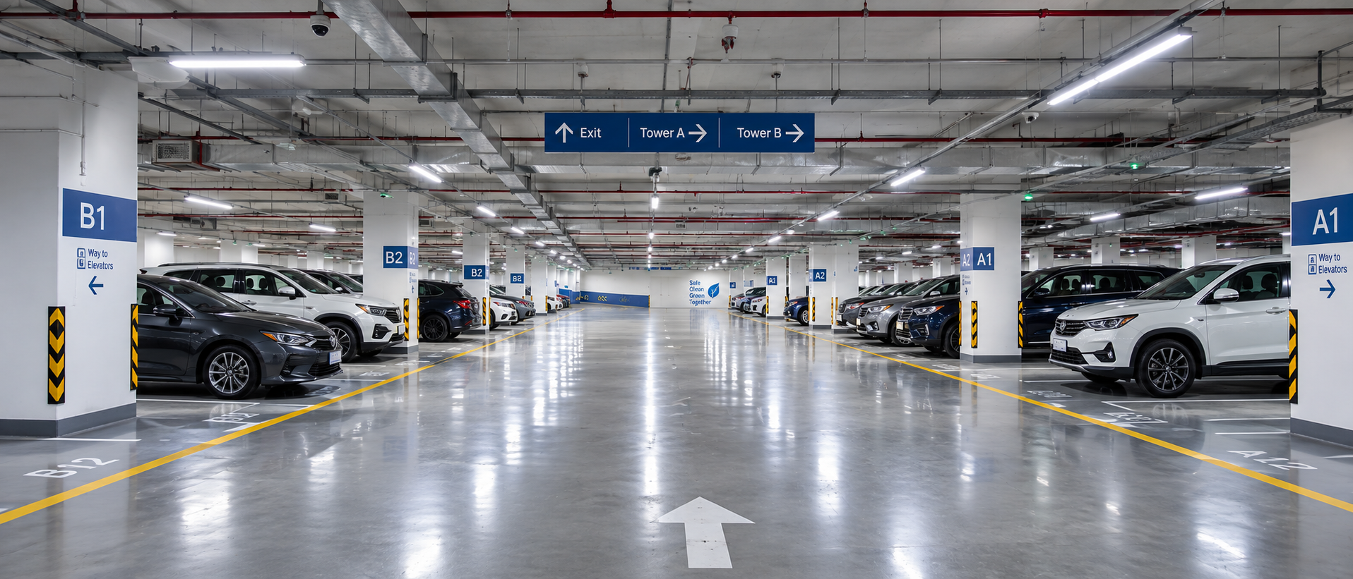 Multi-level basement parking with 750 car park capacity